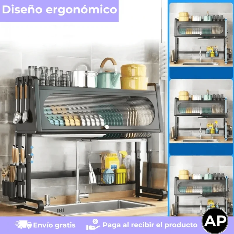 Escurridor de platos con tapa__Hogar__Cocina